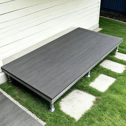 ASYJVWYZ Portable Raised Patio Deck System, Anti-Slip Composite Wood Outdoor Deck Platform with Adjustable Legs, Ideal for Backyard Gatherings(Purple Sandalwood Color)