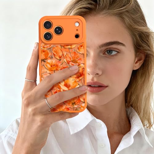 KANGHAR Designed for iPhone 17 Pro case Floral, Compatible with MagSafe, Cute Orange Antique Flowers Pattern Phone Case for Women Girls, Soft TPU Translucent Shockproof Protective Magnetic Cover by KANGHAR - Used condition - Image 6