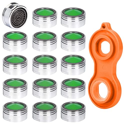 Vinabo 15pcs Mousseur Robinet, Acier Inoxydable Aérateur de robinet M24 avec filtre en ABS, Economiseur d'Eau Embout Brise Jet Robinet Cuisine et Salle de Bain Matériel+15 joints et 1 Clé