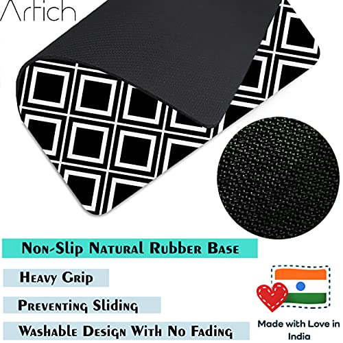 Image of Artich Designer Gaming Mouse Pad for Office Laptop /Computer with Super Soft Non-Slip Rubber Base and Lycra Cloth Surface for Silky Touch Rectangle Marble (Black Chequer Pattern)