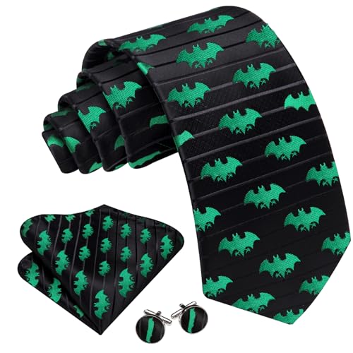 Image of Barry.Wang Fun Animal Ties for Men Designer Handkerchief Cufflink WOVEN Casual Necktie Set Festival