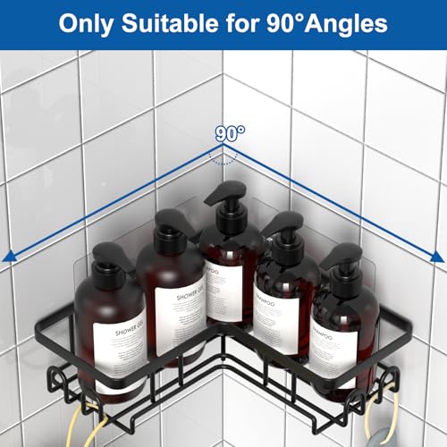 Diwoker Estanteria Baño sin Taladro, Estante Rinconera Ducha con Adhesivo, Baldas Baño Organizador Ducha, Accesorios Ducha (Negro, 3 Cesta) - imagen 4