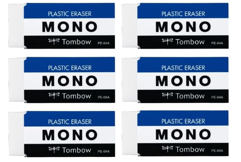 Tombow MONO Eraser, Set of 6, PE-04A, Mono, Popular, Studying, Exam Taking Stationery, Elementary School, Middle School, High School Student : Office Products