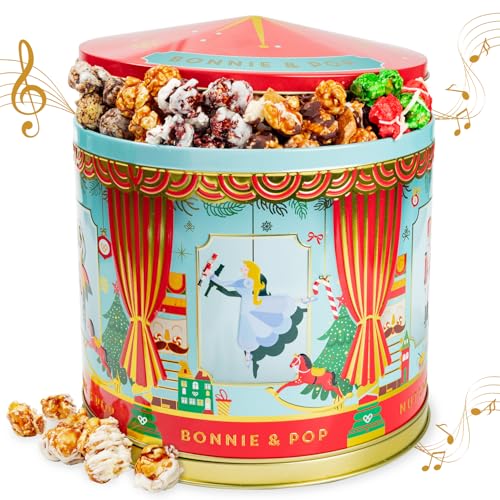 Christmas Popcorn Gift Tin - Gourmet Food Gifts - Plays Music - Chocolate & Popcorn Gift...