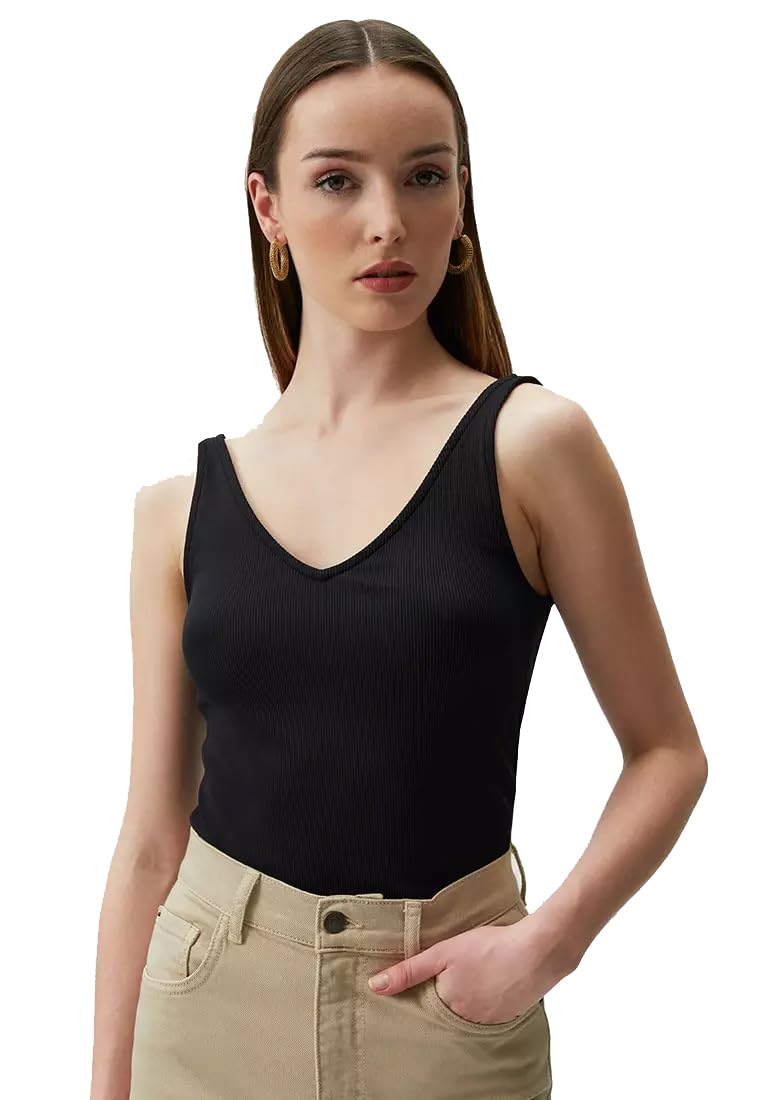 Stars and You V Neck Sleeveless 100% Cotton Rib Crop Top-picture-12