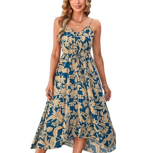 Image of BROVAVE Women's 2026 Summer Casual Boho Sundress Spaghetti Strap Midi Dress