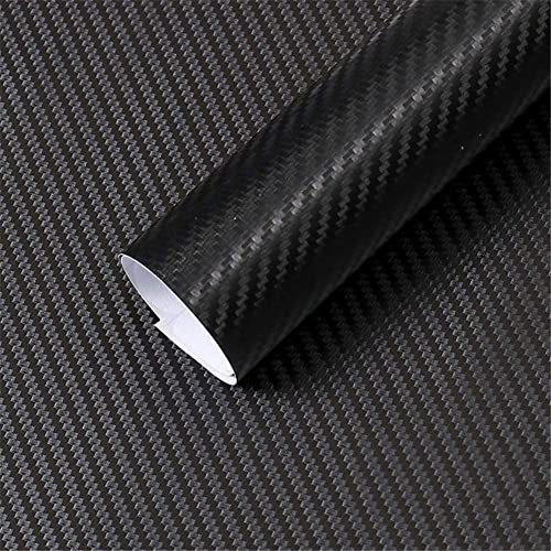 Image of WISDOM 3D Black Carbon Fiber Vinyl Wrap Adhesive Sheet Roll Vinyl Sticker Tape for Cars Auto and Motorcycle DIY, Decoration Crafts (24 inch x 360)
