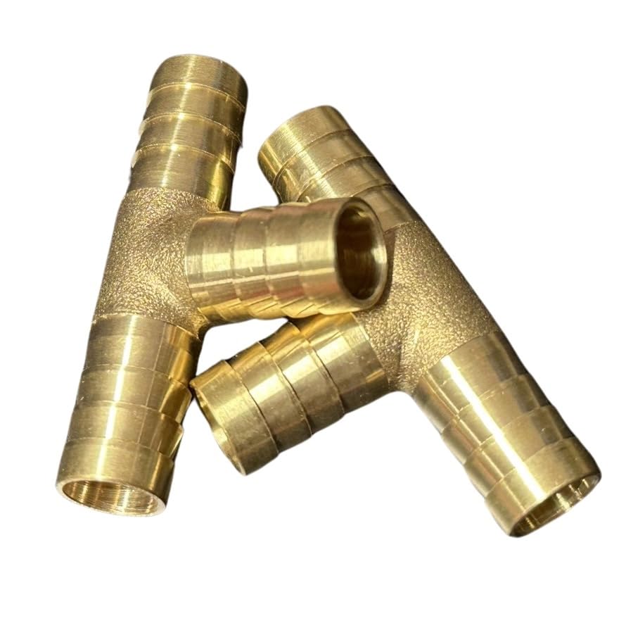 2x Stück T- / Y- Schlauchverbinder Schlauchanschluss Adapter Messing (2x T-Schlauchverbinder, 12mm)