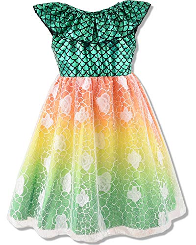 Toddler Girls Mermaid Dress Baby Girl Sleeveless Lace Sundress Infant Summer Casual Outfits Clothes Dresses Green