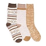 MUK LUKS Women's Boot Socks (3 Pair Pack), Brown, OS