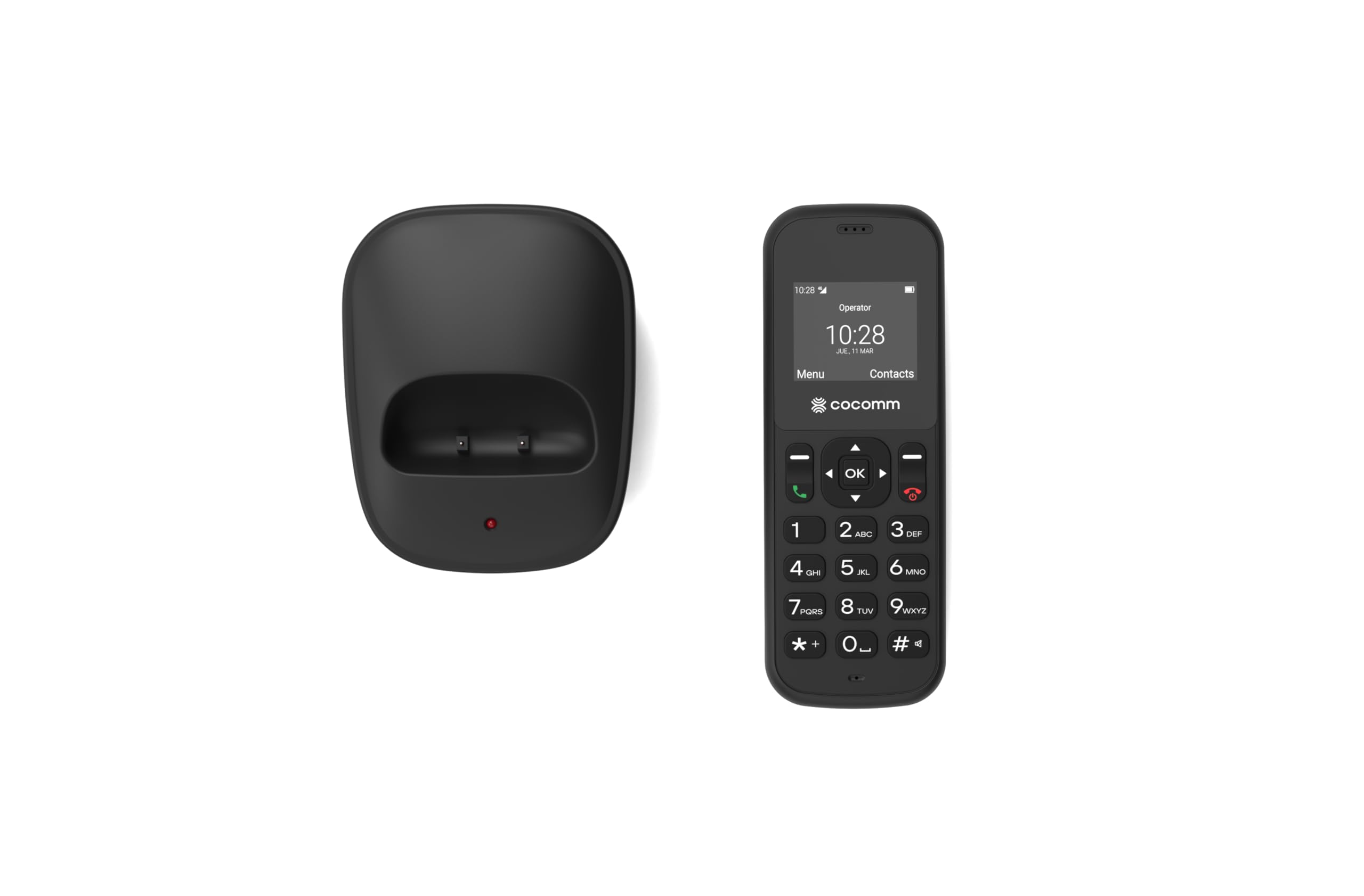 DT100 teléfono inalambrico 4G Volte con SIM y Base de Carga, Formato DECT, Bluetooth, Uso residencial, Uso Profesional, móvil de fácil Funcionamiento, Color Negro