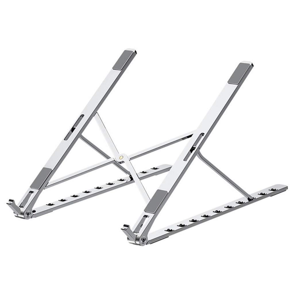 WANG LIQING Laptop Stand,Aluminum Computer Riser,Ergonomic Laptops Elevator for Desk,Foldable and Portable,Sturdy and Reliable,Non-slip Design (Color : Silver)