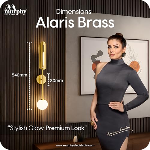 Image of Murphy Alaris Brass LED Wall Light 12W | Gold Decorative Wall Lamp | 3 in 1 White Color Modes | Aluminium Body | Indoor Designer Wall Light | 2 Year Warranty | Pack of 5