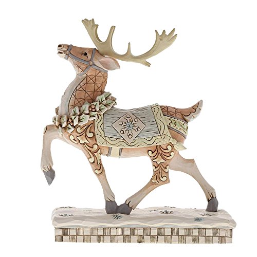 Enesco Jim Shore Heartwood Creek White Woodland Prancing Reindeer Figurine, 8