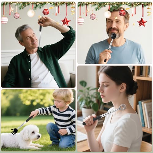 Image of WOVTE Stocking Stuffers for Men Women Adults, Back Scratcher with Christmas Packaging Box & 4PCS Detachable Scratching Heads, Christmas Gifts for Men Women Husband Dad Mom Wife, White Elephant Gifts