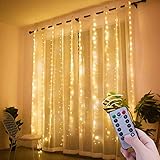 Window Curtain String Lights, 300 LED USB Powered String Lights, 8 Lighting Modes Waterproof...