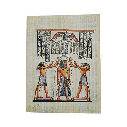 Conjunto de 3 papiros egipcios originales hechos y pintados a mano en Egipto. Cada uno mide 33x43 cm aproximadamente