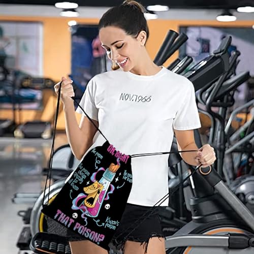 Vintage Funny Drink Me Oh Right That Poison-Llama Halloween Drawstring Bag For Gym4
