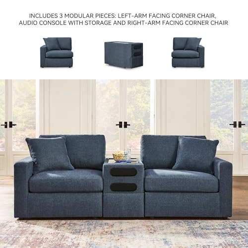 Image of Signature Design by Ashley Modmax 3-Piece Modular Blue Sectional Couch