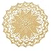 BOMHCS Crochet Lace Doilies Wave Edge Table Place Mats Christmas Wedding Decorative Flower Coasters Kitchen Doliy (Champagne, 10.8 inches to 11.8 inches,Pack of 3 PCS)