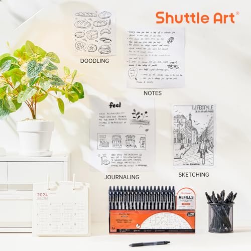 Image of Shuttle Art Black Gel Pens, 36 Pack(18 Gel Pens with 18 Refills) Retractable Medium Point Rollerball Gel Ink Pens Smooth Writing with Comfortable Grip