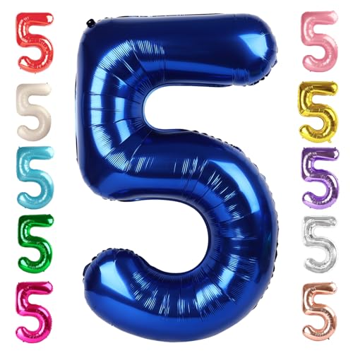 Image of 5 Balloon Numbers Birthday Decorations, 40In Navy Blue Balloons for Party | Eye-catching Appearance, Perfect Decorative Centerpieces, Convenient Self-sealing Structure, Widely for Various Occasions