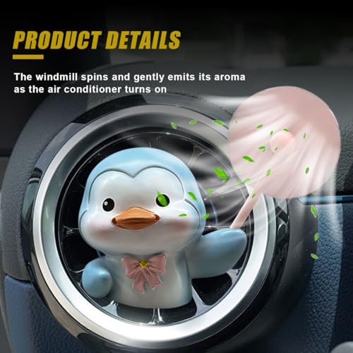 Image of Cute Penguin Car Air Vent Clips, Rotating Windmill Car Air Conditioner Outlet Clip, Animal Car Dashboard Air Vent Trim Clip, Auto Interior Decoration Accessories (Penguin)