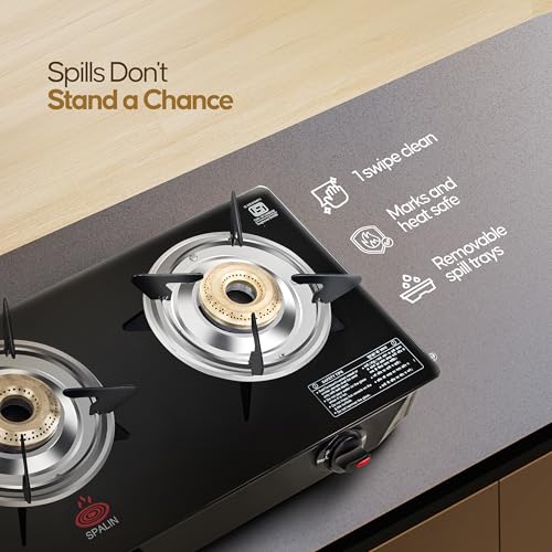 Image of 3 Burner Automatic Gas Stove | Black Crystal Glass Top | Auto Ignition | ISI Certified | High Efficiency Burners | Durable & Easy Clean | Modern Kitchen Gas Stove