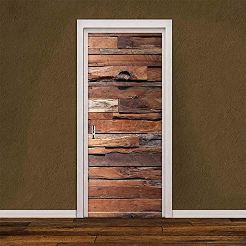 CGDGRA Türposter Selbstklebend 3D Vintage Holzmaserung Kunst Türtapete Türaufkleber 77X200cm Türfolie Türbilder wasserdichte Abnehmbare Vinyl DIY Wand Tür Kunst Poster Drucken PVC Tür Mural Cover