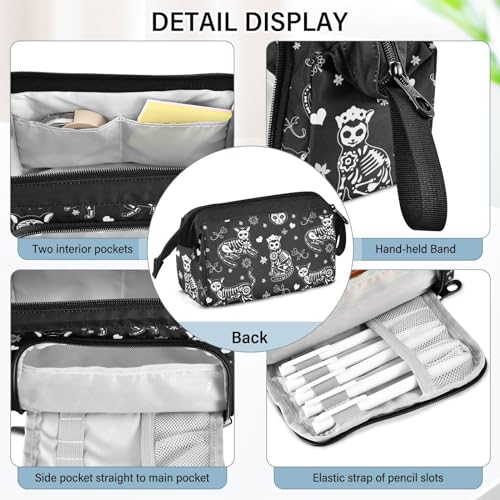 Image of Death Cat Big Capacity Pencil Pen Case Large Pencil Pouch | Portable Multi Compartment Zipper Pencil Bags Stationery Storage for Men Women College Office