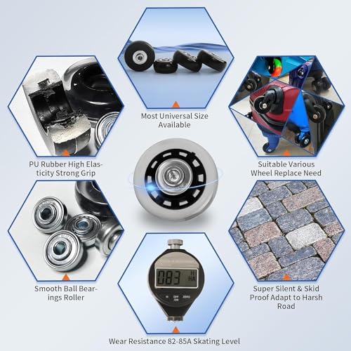 ASUNTOM- Kit de substituição de rodas para malas, rodas de mala de 50 mm com parafusos, eixos e rola
