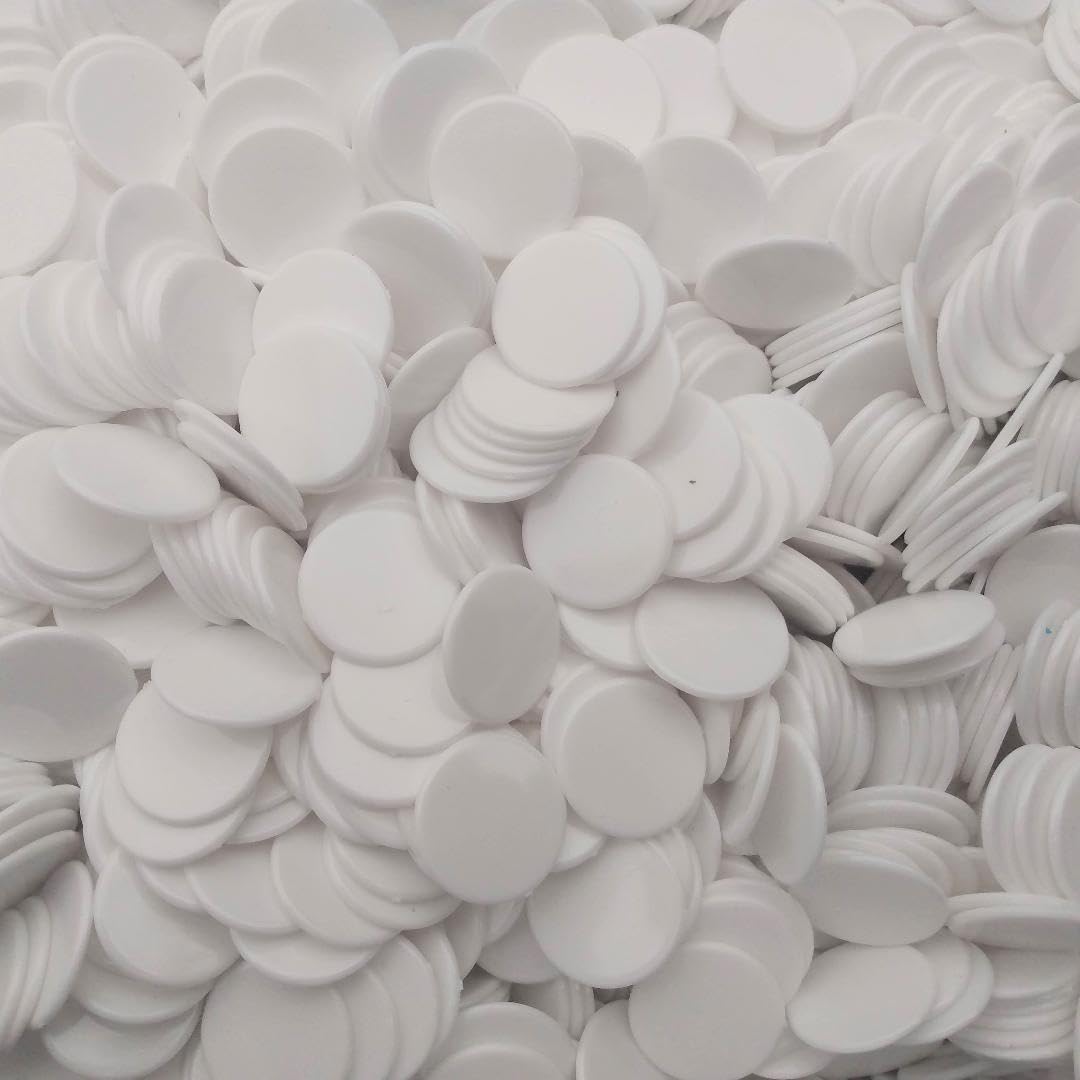 Plastic White Round Counters, 22mm, Pack of 100, for Maths, Board Games and Classroom Activities