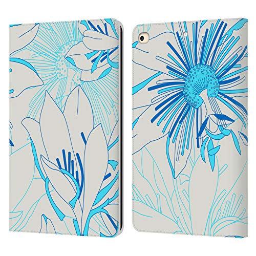 Étui cuir iPad 9.7 2017 Haroulita housse portefeuille Doodles bleu