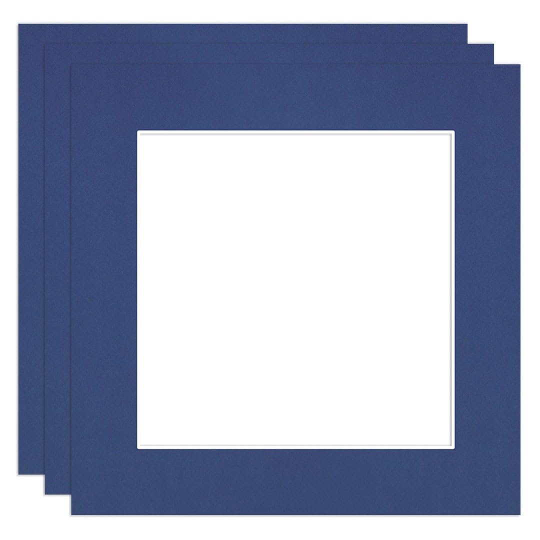 Procut Global 5x5" Blue Picture Mounts to Fit 3.5x3.5" Aperture - Precision Cut Cardboard Photo Mount - Ideal for Frames, Prints, Artwork & Certificates - Sizes & Colours Available - 3 Pack โ image 1