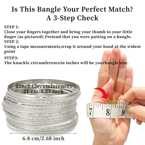 AYWFCBF Silver Bangle Bracelets for Women, 10 Pcs Boho Stackable Bangles Multi Layer Textured Chunky Bracelets Jewelry Set for Women by AYWFCBF - Used condition - Image 6