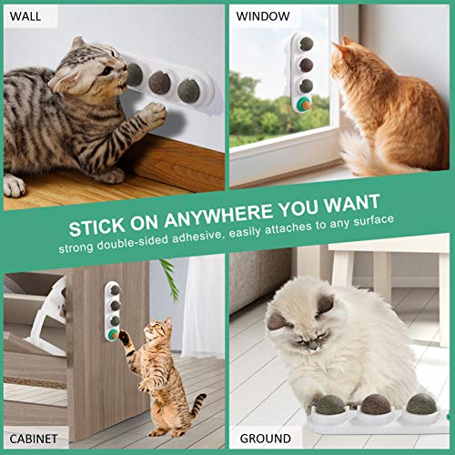 TEHAUX Bola de parede de erva de gato, bolas comestíveis para lamber a erva do gato, petiscos natura