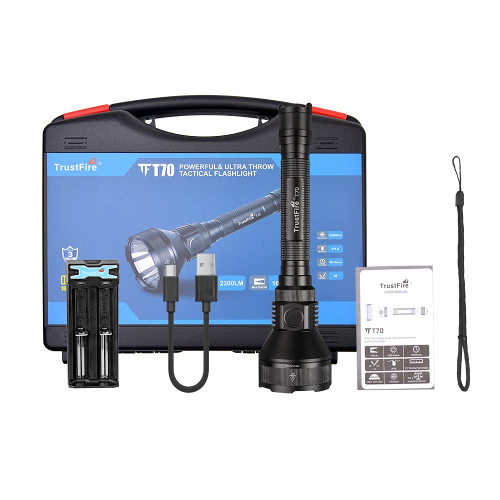 TrustFire Torcia LED Potente Professionale, T70 Torcia Da Caccia 2300