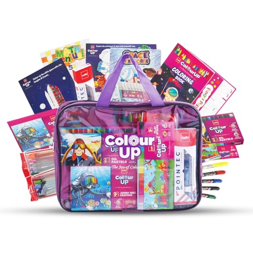 Image of Cello ColourUp Space Travel Kit | Includes 12 Clay Strips, Wax Crayons, Oil Pastels, Coloured Pens, Glitter Pens, Markers, Highlighter, Mini Sketch Pens & DIY Kit | Perfect for Kids' Birthday Gift