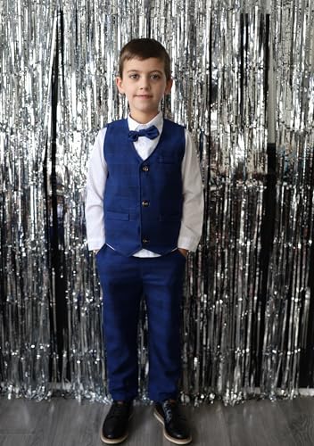 Image of Volunboy Toddler Suit Boys Formal Wedding Guest Dress Outfit | graduation dress clothes, gentleman ring bearer bowtie outfit, back-to-school pants set, birthday photoshoot dressy outfit