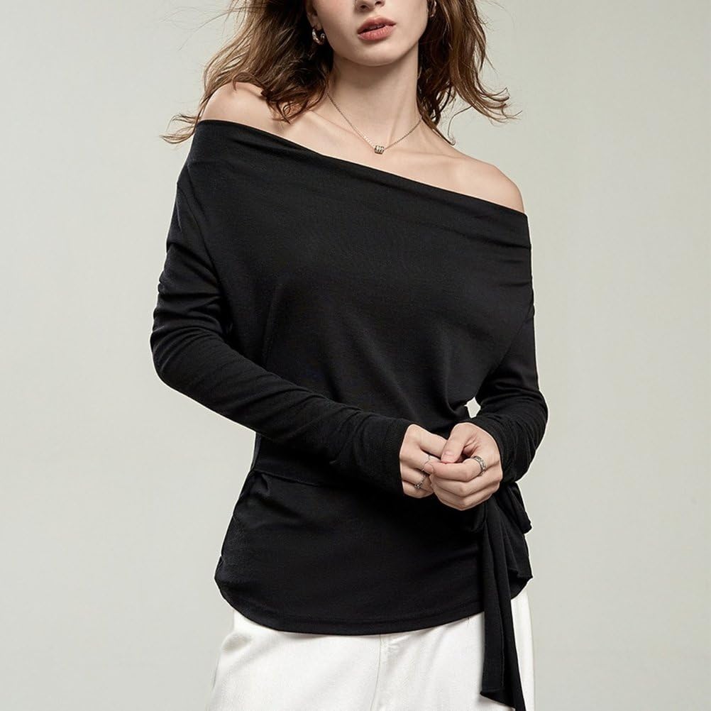 Hauts Basiques Sexy Pour Femmes À Épaules Dénudées Couleur Unie À Lacets Tenues Mode Y2K Automne