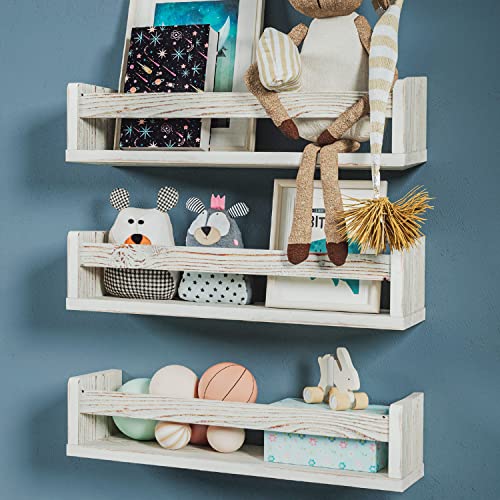 NATURE SUPPLIES | Lot De 3 Étagères Murales en Bois | Bibliothèque Enfant | Étagère Murale Blanche | Tablette Murale | Étagère Montessori | Rangement Livre Enfant | Étagère Chambre Enfant Cover
