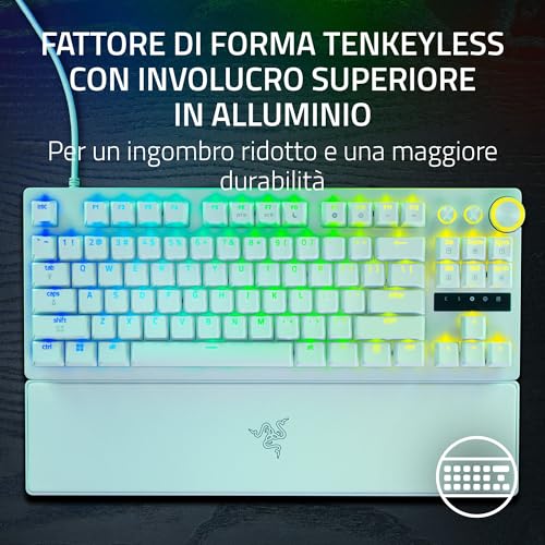 Huntsman V3 Pro Tenkeyless 8KHz - TKL PC Tastiera meccanica da gioco - 8KHz HyperPolling - Switch ottici analogici - regolabile 0,1-4,0mm - Snap Tap - Rapid Trigger - QWERTY US Layout | Bianco - Tastiera gaming - Immagine 11