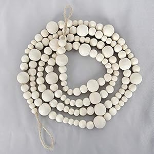 7ft Christmas Wooden Bead Garlands, Xmas Round Craft Bead Garland, Farmhouse Home Decor for Christmas Tree Holiday Decoration (Wood Color) 7ft Christmas Wooden Bead Garlands Xmas Round Craft Bead Garland Farmhouse Home Decor for Christmas Tree Holiday Decoration Wood Color