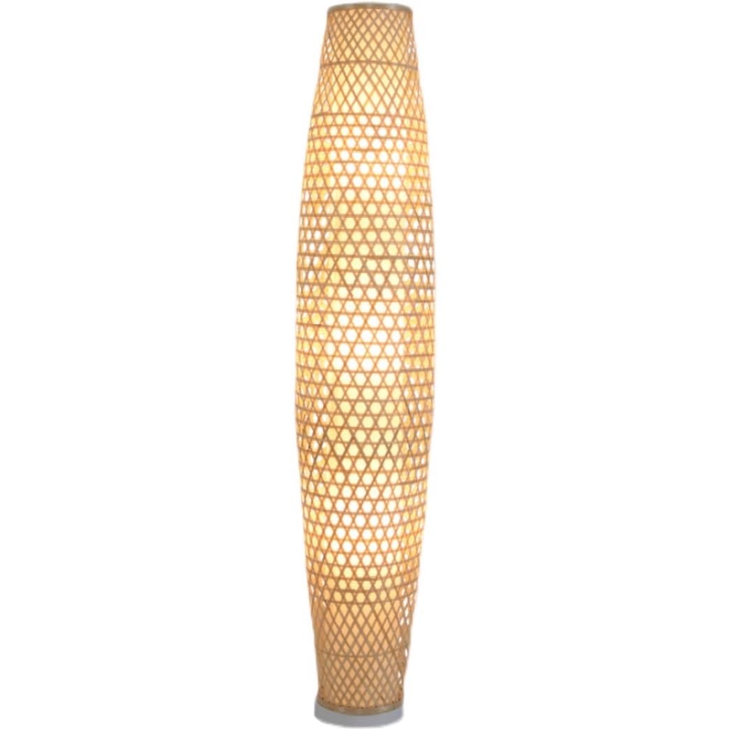 Standing Lamps Bambusowa Wiklinowa Rattanowa Lampa Podłogowa Rustykalny Przełącznik Nożny Stojąca Art Light Z Wysokim Słupem Podłogowa Salonu(30 * 130cm)