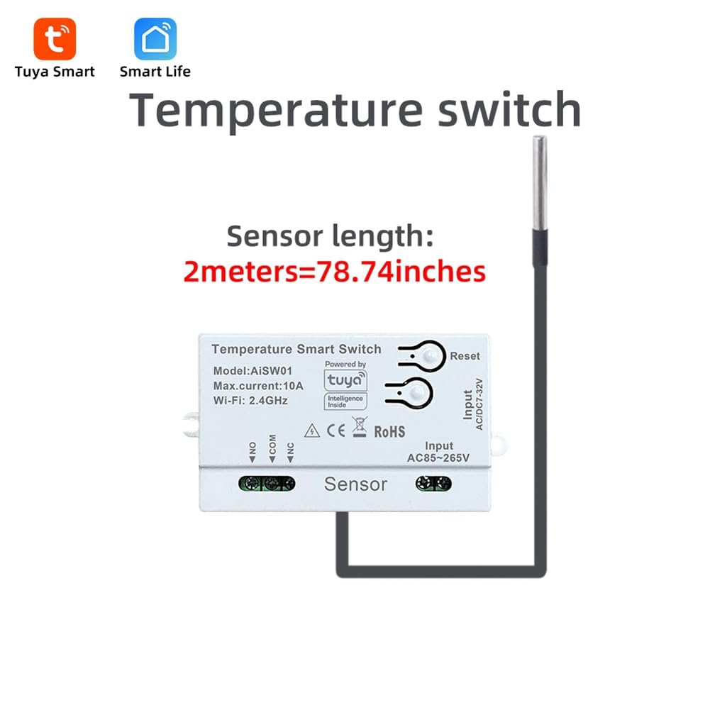 Włączony czujnik temperatury Tuya do WiFi 2,4G, z sondą 2M do precyzyjnego wykrywania temperatury