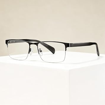 EYECEDAR 4-Pack Reading Glasses Men Blue Light Blocking Metal Half Frame Rectangle Style Spring Hinges Readers 2.5