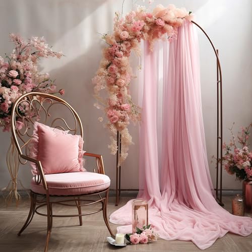 Image of Wedding Arch Draping Fabric, 2 Panels 30 inch x 20Ft Dusty Rose Sheer Curtain Drapes Extra Wide & Long Backdrop Curtains for Bridal Shower Backdrop Outdoor Party Arches Church Ceremony Decoration