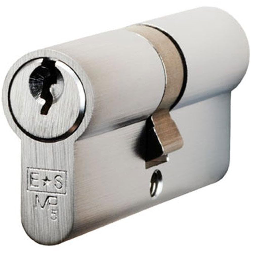 60mm Euro Double Cylinder Lock - 5 Pin Satin Chrome Fire Door Key Alike Barrel