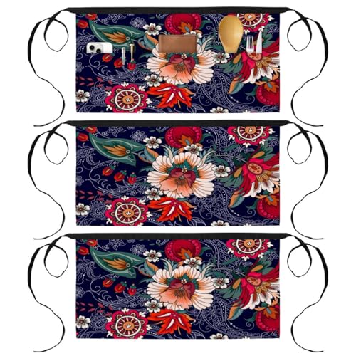 Tablier court de chef pour cuisine bistrot bar lot de 3 demi-tabliers avec poches