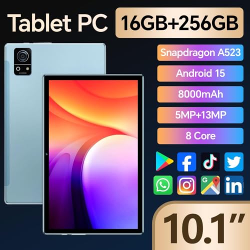 Image of M7 Android Tablet, 10.1 inch IPS Touchscreen, 16GB RAM + 256GB ROM, Android 15 Octa-Core Processor, 8000mAh Battery, 13MP+5MP Dual Camera, Dual-Band 5G WiFi